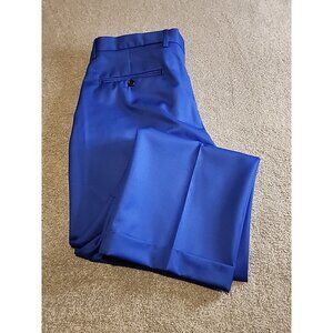 Paul Fredrick Mens  Sz. 37 Blue Pleated Classic Fit 100% Wool Dress Pants